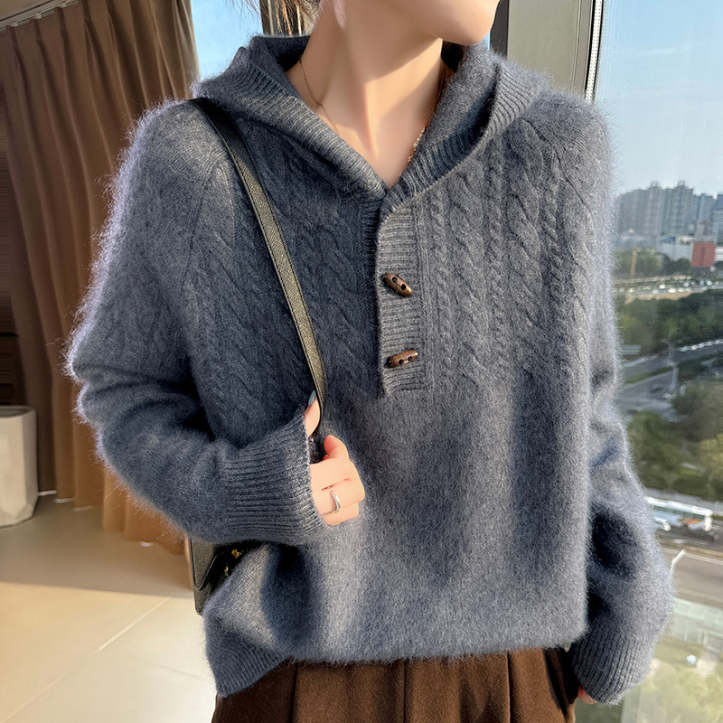 Wool Coat Peacoat - 100% чистый норковый кашемировый вязаный свитер