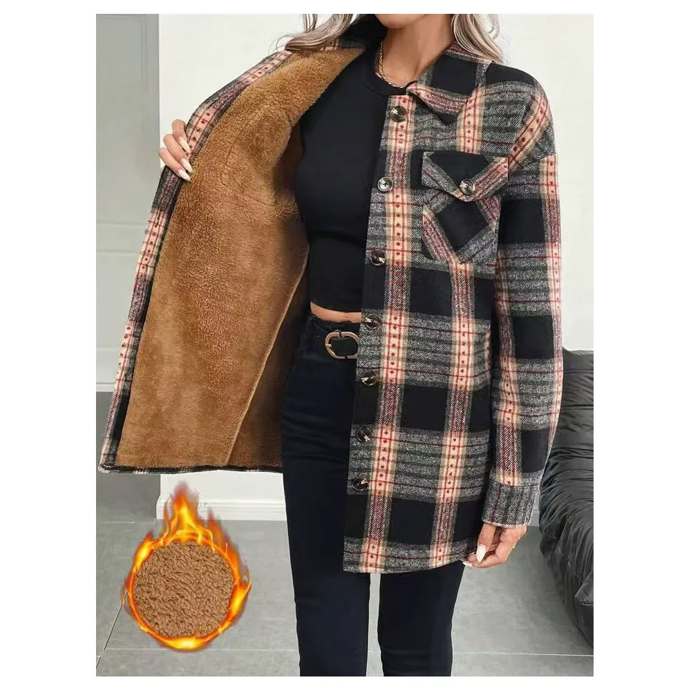 Осенне-зимняя женская модная к – обзор и цена Flannel Shirt Lined
